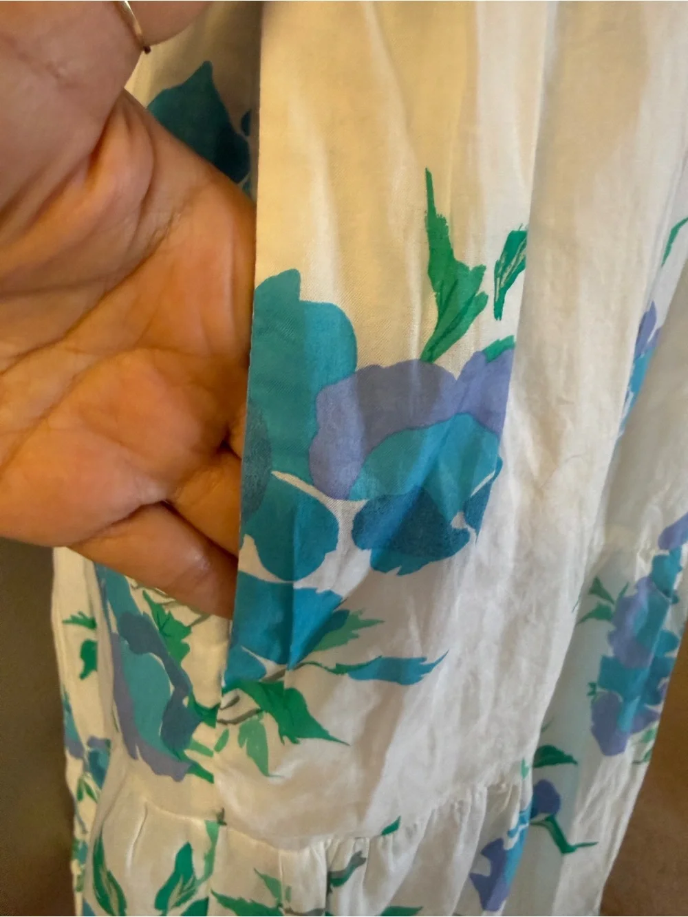 J Crew Sleeveless White Floral Midi Zipper Dress Blue Flowers Pockets NWT Sz 14